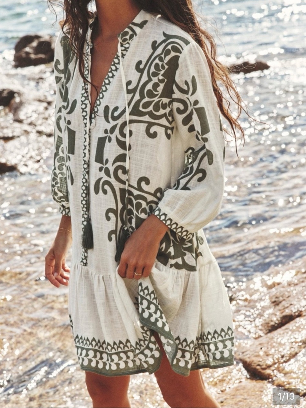 Zara Green & White Tunic Dress